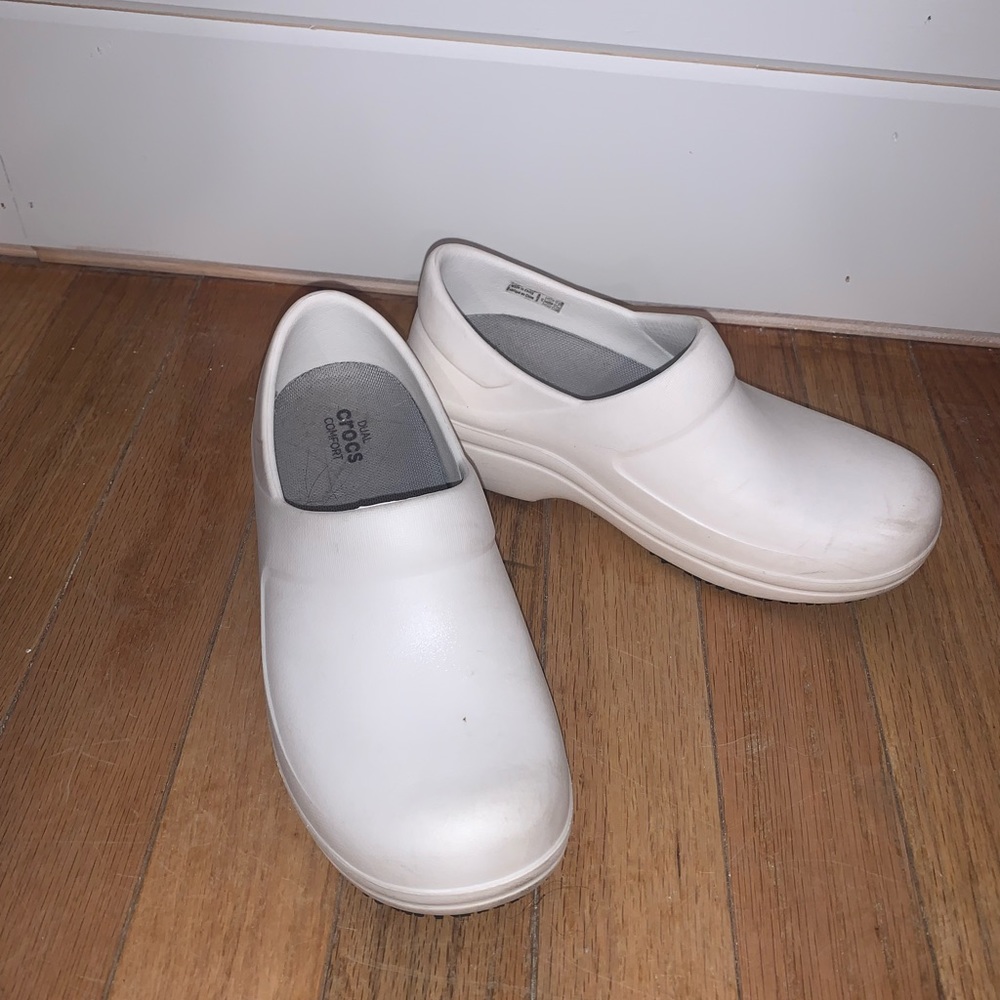White croc clogs